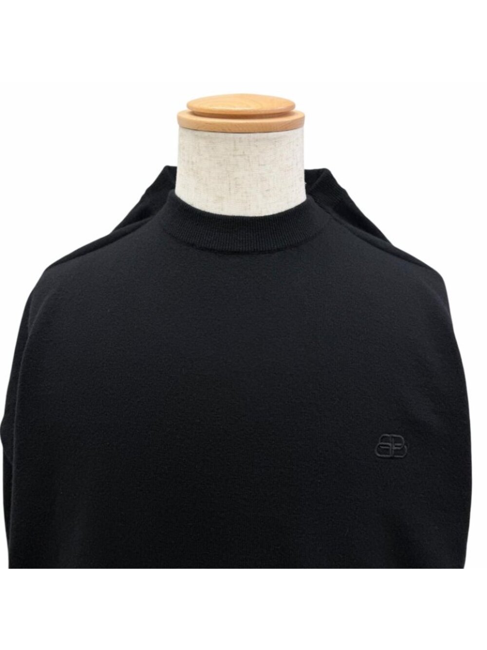 Balenciaga BB Logo Embroidery Crew Neck Oversize Sweater Black - Picture 3 of 10